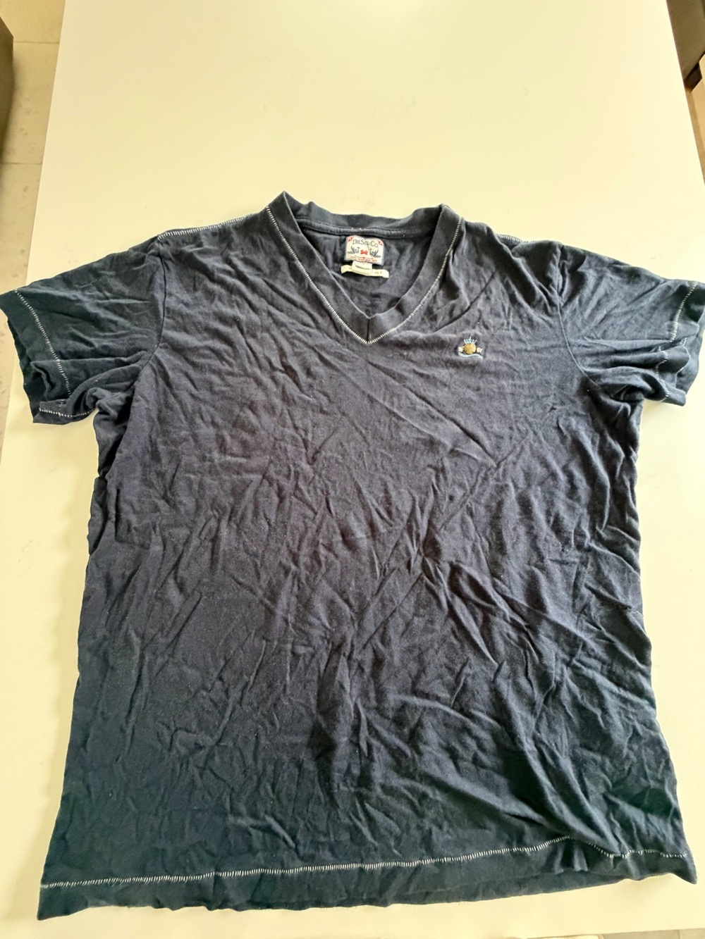 Y2K Diesel Men's V-Neck Short Sleeve Shirt - Navy
